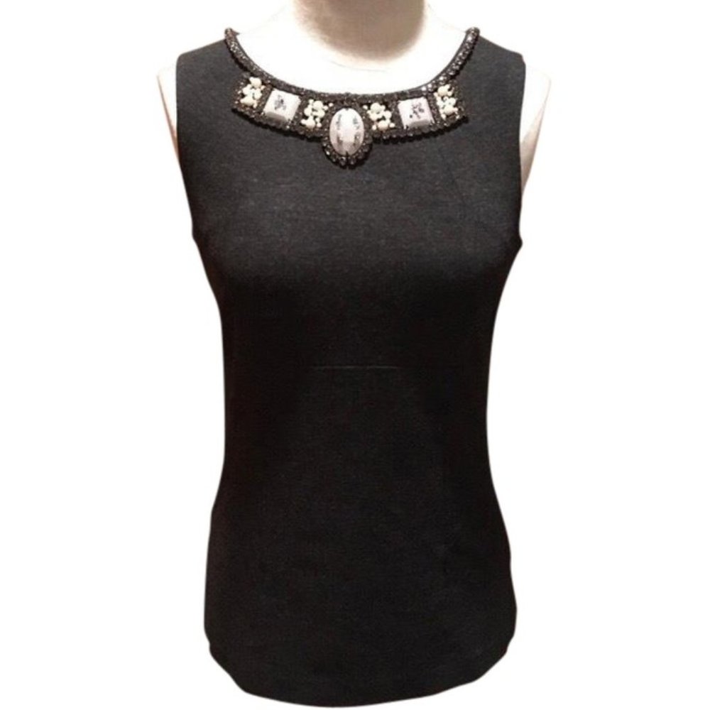 CabiThe Glitz Style 508 Embellished Sleeveless Top Dark Gray Size 0